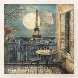 Vintage Paris Eiffel Tower Romantic Travel Art Glasuntersetzer