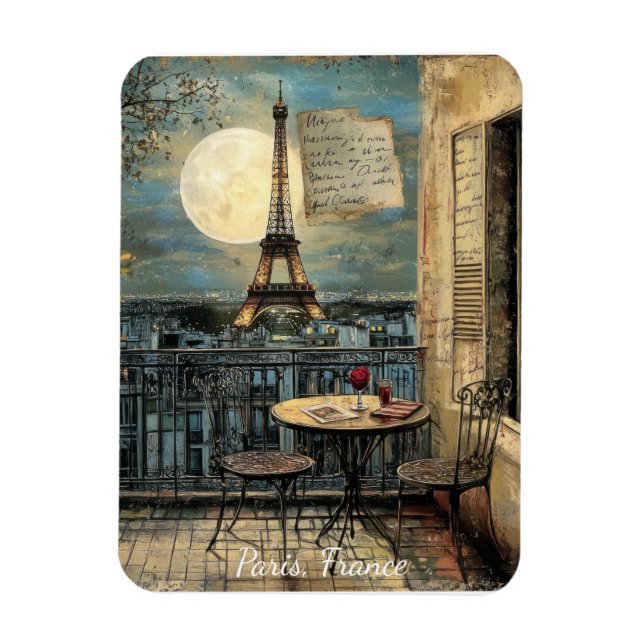 Vintage Paris Eiffel Tower Romantic Travel Art Magnet (Vertikal)