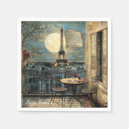 Vintage Paris Eiffel Tower Romantic Travel Art Serviette