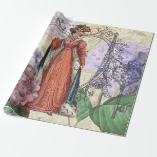 Vintage-Paris-Eiffelturm-Collage Romantisch Franzö Geschenkpapier