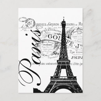Vintage Paris & Eiffelturm Etikett Postkarte