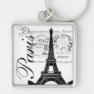 Vintage Paris & Eiffelturm Etikett Schlüsselanhänger