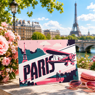Vintage Paris Eiffelturm Liebe Paar Reise Postkarte