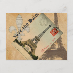 Vintage-Paris-Eiffelturm-Postkarte Terminankündigu Ankündigungspostkarte