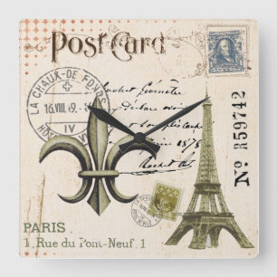 Vintage Paris Eiffelturm Postkarten Wanduhr