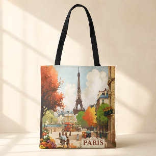 Vintage Paris Eiffelturm Straßenszene Tasche