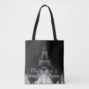 Vintage Paris Fontains Eiffelturm Nacht Tasche