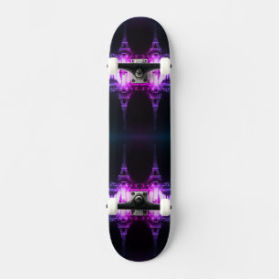 Vintage Paris Fontänen Eiffelturm Nacht Skateboa Skateboard