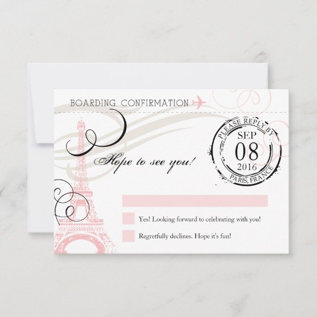 Vintage Paris France Anniversaire RSVP (Devant)