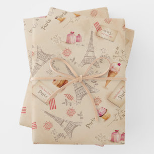 Vintage Paris Geschenkpapier Set
