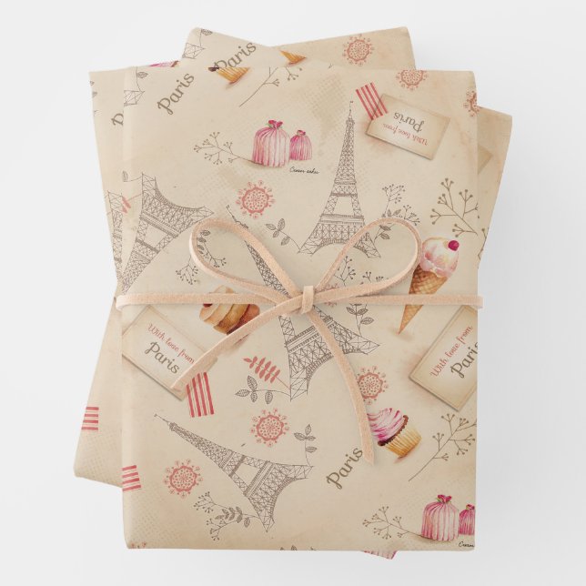 Vintage Paris Geschenkpapier Set (Beispiel)
