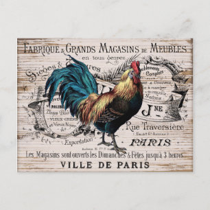 Vintage-Paris-Hahn-Land-Postkarte Postkarte