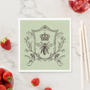 Vintage Paris Imker französische Kronenbiene König Serviette