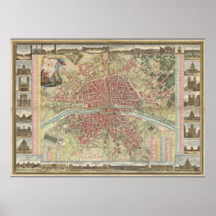 Vintage Paris-Karte Poster