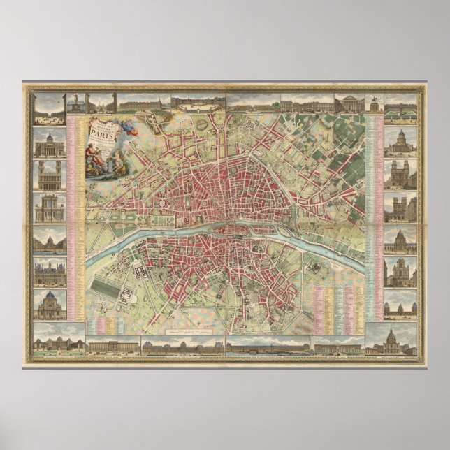 Vintage Paris-Karte Poster (Vorne)