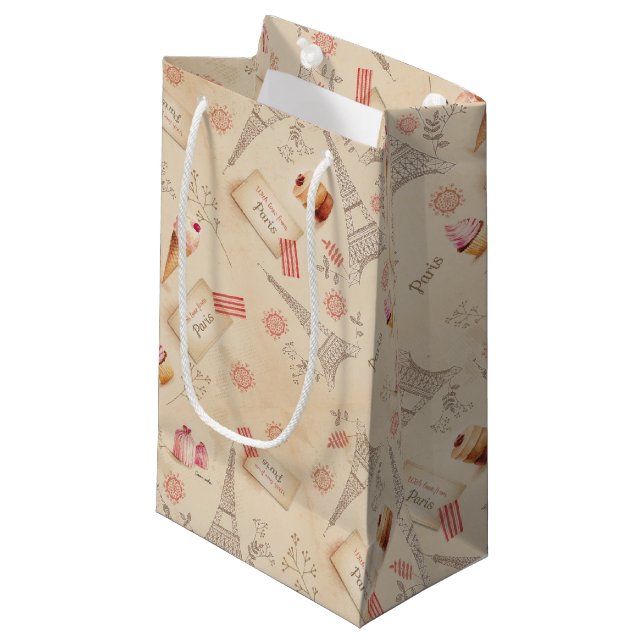 Vintage Paris Kleine Geschenktüte (Vorderseite Schrägansicht)