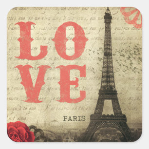 Vintage Paris Quadratischer Aufkleber