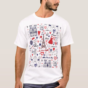 Vintage Paris: Reise Linienmuster T-Shirt