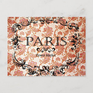 Vintage Paris Schild auf Damast Postkarte