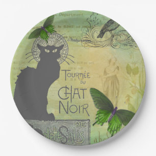 Vintage-Paris-Tour von Chat Noir-Collage Pappteller