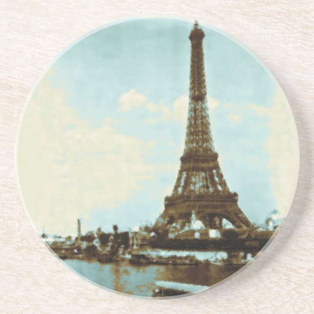 Vintage Paris-Wasser-Farbe Getränkeuntersetzer (Vorne)