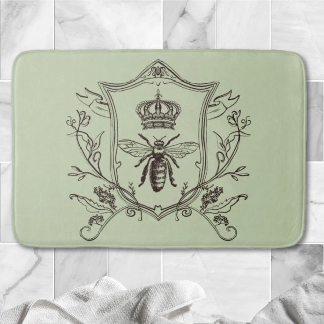 Vintage Pariser Bienenkirche Badematte (Vintage Paris Beekeeper French Crown Bee Queen Bath Mat)
