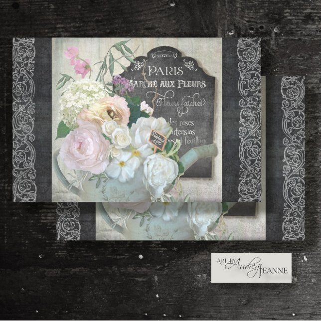 Vintage Pariser Blume Watering kann Skriptdekoupag Seidenpapier (Von Creator hochgeladen)