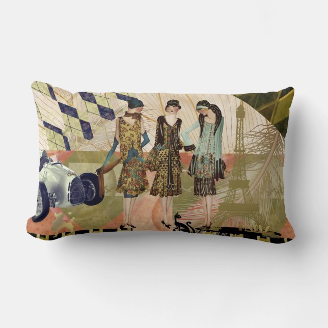 Vintage Pariser Flappers-Szene Lendenkissen (Vorderseite)