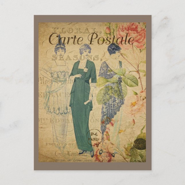 Vintage Pariser Ladys Postkarte (Vorderseite)