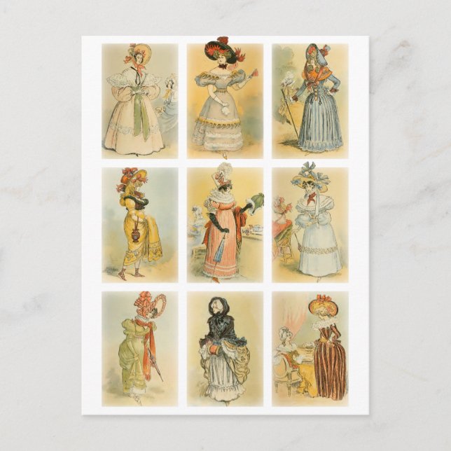 Vintage Pariser Mode (18. und 19. Jahrhundert) Postkarte (Vorderseite)
