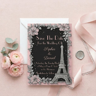 Vintage Pariser Rosa Silber Save-the-Date-Karte