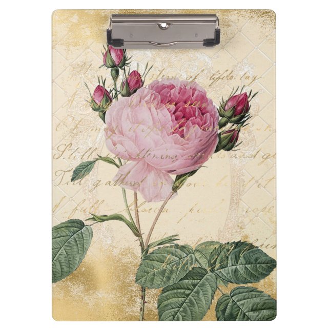 Vintage Pariser Rose Klemmbrett (Vorderseite)