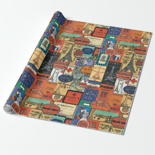 Vintage Pariser Stckers Geschenkpapier