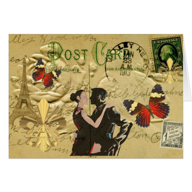 Vintage ParisTangopostkarte (Vorderseite (Horizontal))