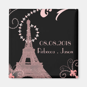 Vintage Parks im Eiffelturm Save the Date Magnet