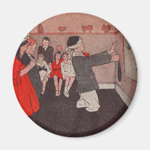 Vintage Party Games - Button des Schwanzes auf dem Magnet