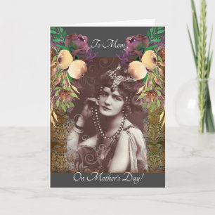 Vintage-Party-Girl auf viktorianischem Teppich Karte