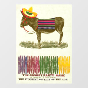 Vintage-Party-Spiel: Pin the Tail on the Donkey Fensteraufkleber