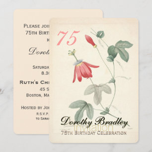 Vintage Passiflora 75. Geburtstagsparty Einladung