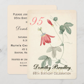 Vintage Passiflora 95. Geburtstagsparty Einladung