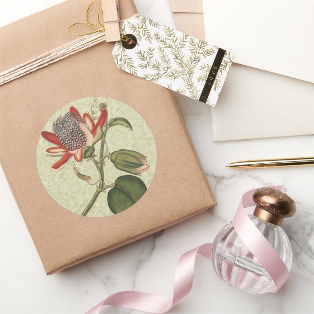 Vintage Passion-Blume Runder Aufkleber (Schenken)