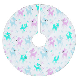 Vintage Pastel Deer Niedliches Weihnachtsmuster Polyester Weihnachtsbaumdecke