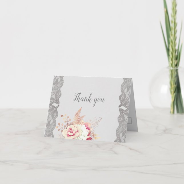 Vintage Pastel floral Rose Danke Karte (Vorderseite)