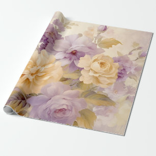Vintage Pastel-Gartenblumen Geschenkpapier