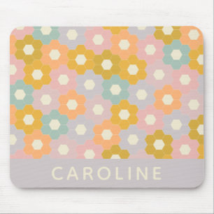 Vintage Pastel Hexagon Blume Muster Personalisiert Mousepad