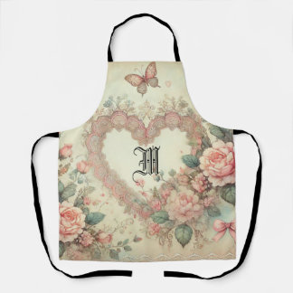 Vintage Pastel Watercolor Boho Floral Hearts Schürze