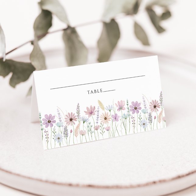 Vintage Pastel Wildflower Wedding Place Card (Von Creator hochgeladen)