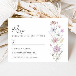Vintage Pastel Wildflower Wedding RSVP Card Karte