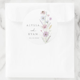 Vintage Pastel Wildflower Wedding Runder Aufkleber