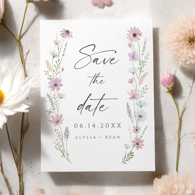 Vintage Pastel Wildflower Wedding Save the Date Einladung (Von Creator hochgeladen)